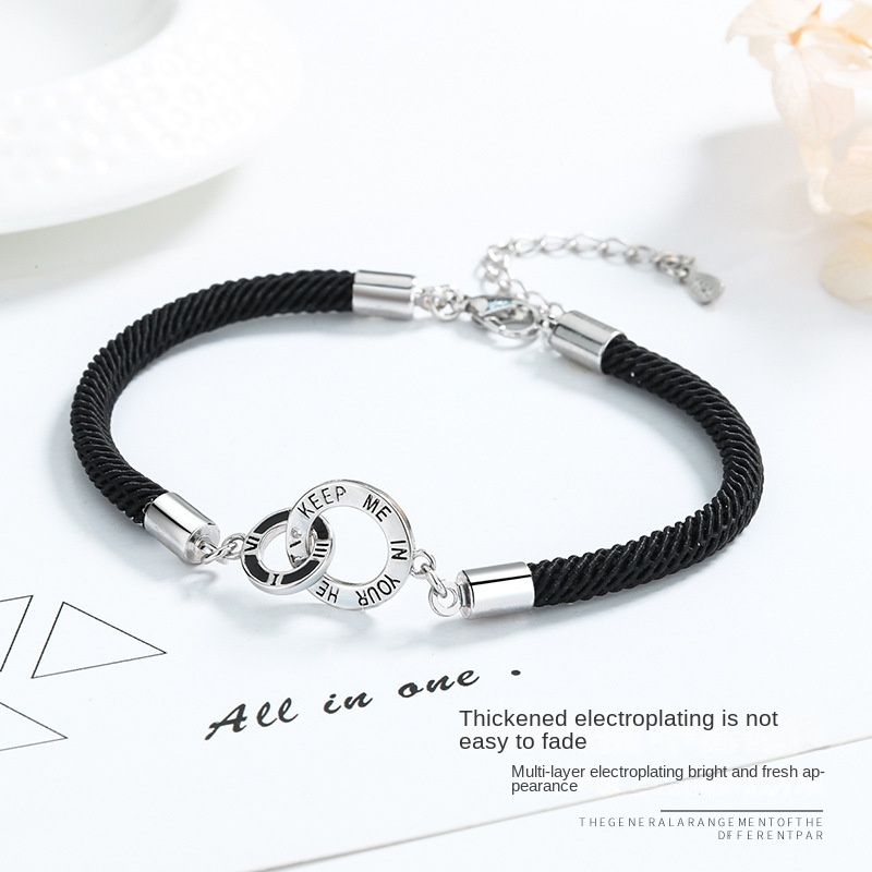 Vòng Tay Dây Bện Đôi Liên Kết Số La Mã Thời Trang Cho Cặp Đôi