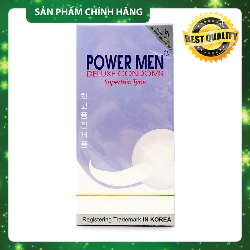 [CHÍNH HÃNG HÀN QUỐC] Bao cao su Powermen tím siêu mỏng - hộp 12 chiếc