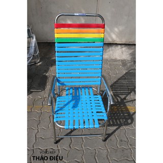Ghế xếp cafe dây nhựa khung inox_Võng Xếp Thảo Điều