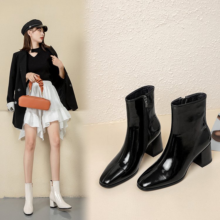 (Hàng có sẵn) Bốt martin cao gót trơn da bóng BIG SIZE 40-41-42 (A-257)