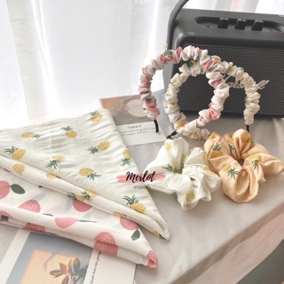 Scrunchies, bờm, khăn Bandana Hoa quả (Đào, Dứa) siêu cute