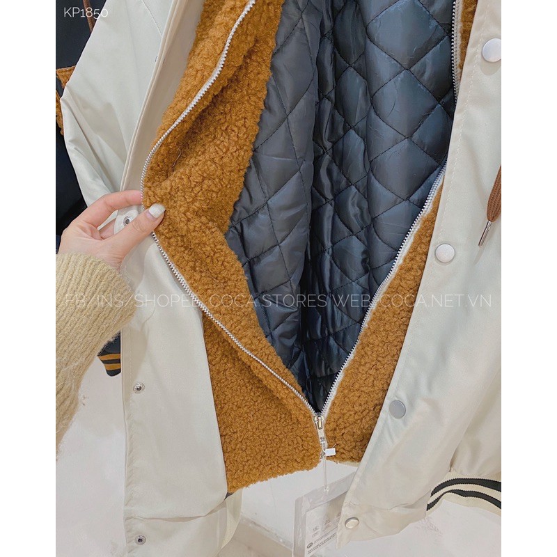[KP1850]🐻 Áo khoác phao mix lông cừu mũ gấu AER (Có sẵn/ảnh thật) | BigBuy360 - bigbuy360.vn
