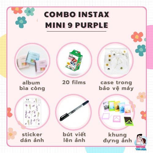 COMBO INSTAX MINI 9 - chính hãng Fujifilm - MÁY CHỤP ẢNH LẤY LIỀN