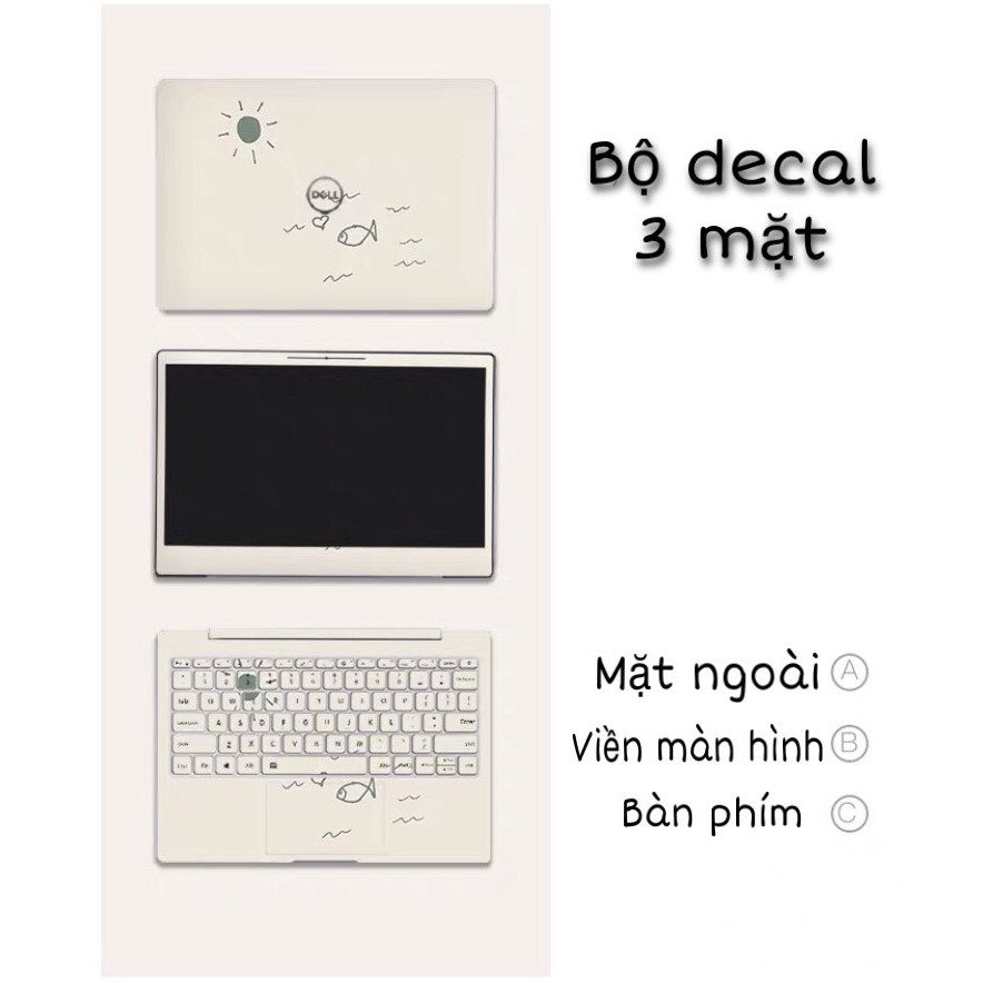 BỘ DECAL DÁN LAPTOP 3 MẶT NHIỀU MẪU, CHO NHIỀU DÒNG MÁY TÍNH