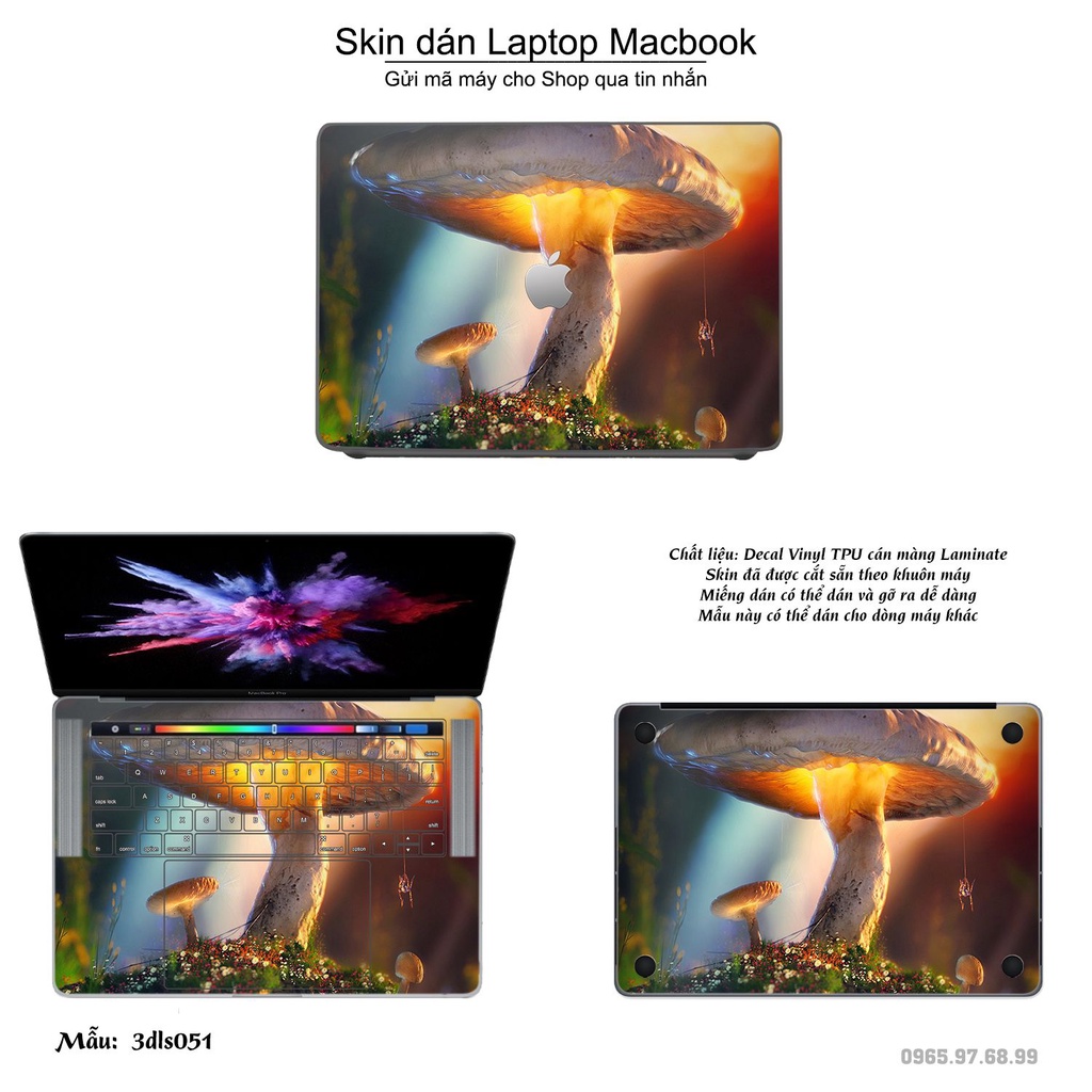 Skin dán Macbook mẫu 3Ds (đã cắt sẵn, inbox mã máy cho shop)