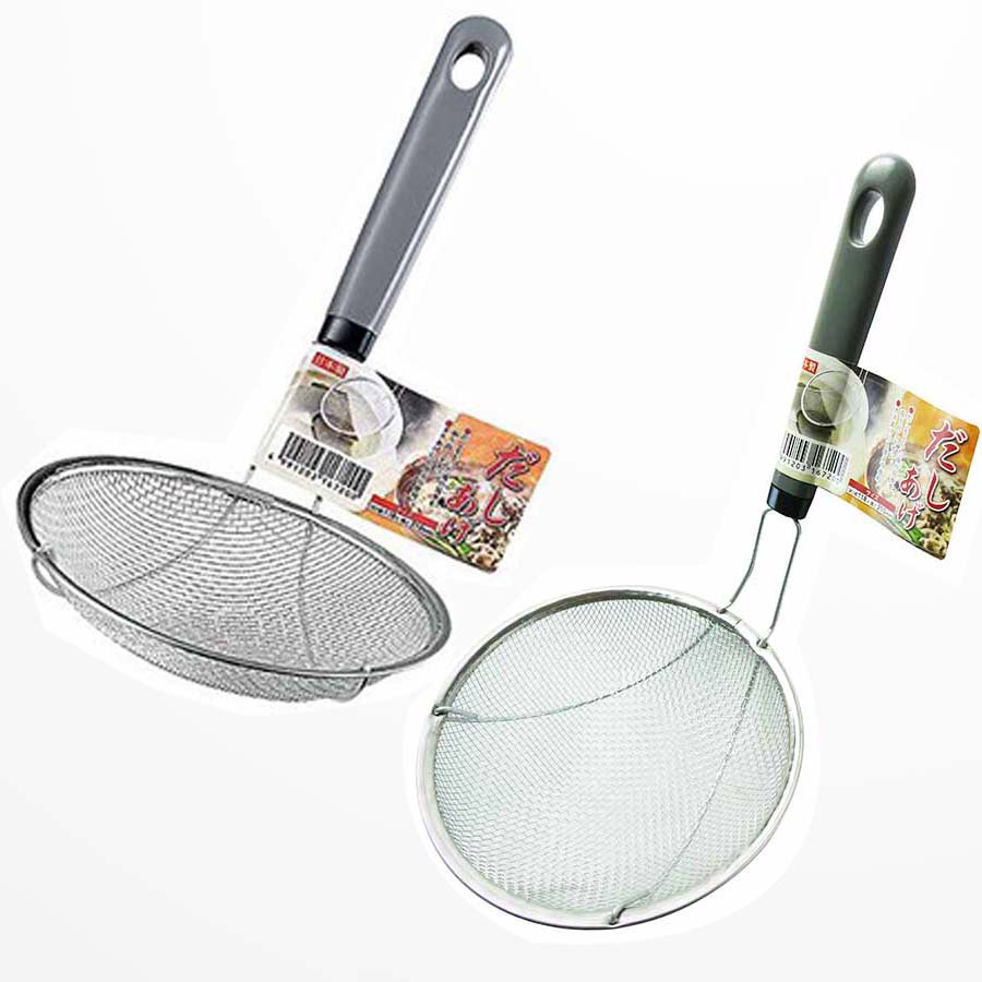 Muôi lưới trụng mỳ, bún Echo Metal của Nhật Bản 21cm inox, cán nhựa chịu nhiệt