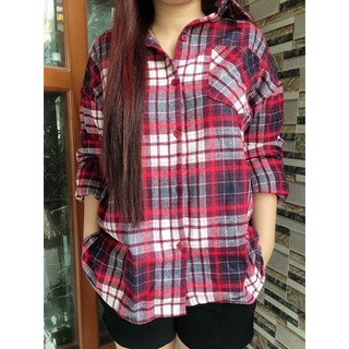 Áo sơ mi oversize 2 cổ caro