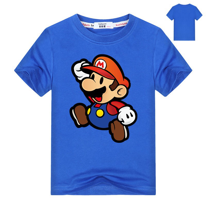 Áo thun in hình anh em Super Mario-quần áo cotton mùa hè cho bé trai-trẻ em tay áo ngắn phim hoạt hình t