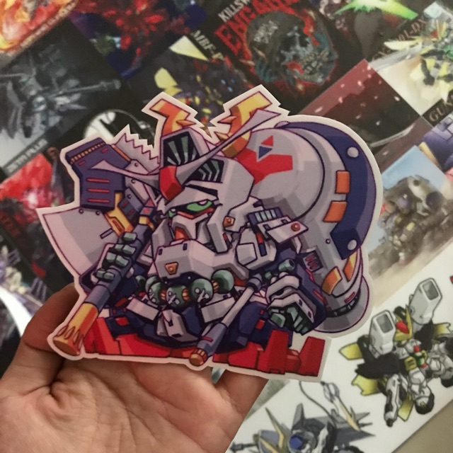 Combo 100 sticker gundam dán nón bảo hiểm vali laptop keo xe