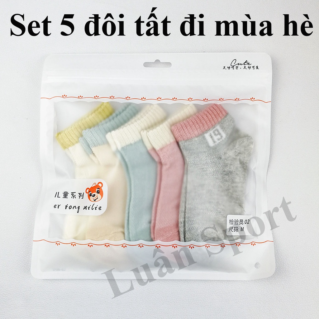 ⭐ Set 5 đôi tất/vớ điều hòa cho bé - Vớ co giãn, thoáng khí, thấm thoát mồ hôi siêu nhanh - 75% cotton