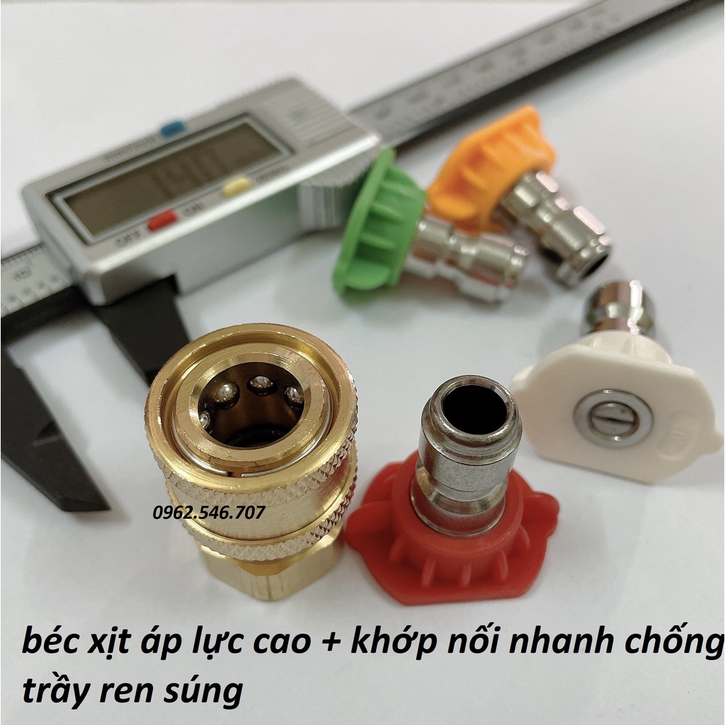 Béc phun-Đầu béc 0 độ-15 độ-25 độ-40 độ Gắn súng xịt rửa xe áp lực cao- Ren nối nhanh 1/4 inch