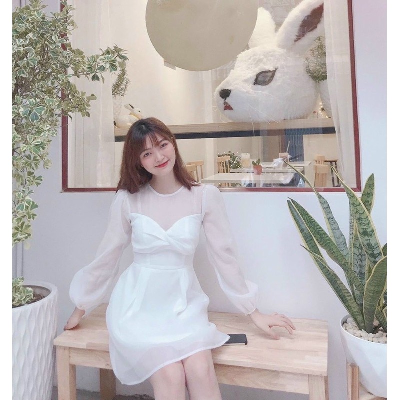 ĐẦM TAY VOAN NHẸ XOĂN NGỰC