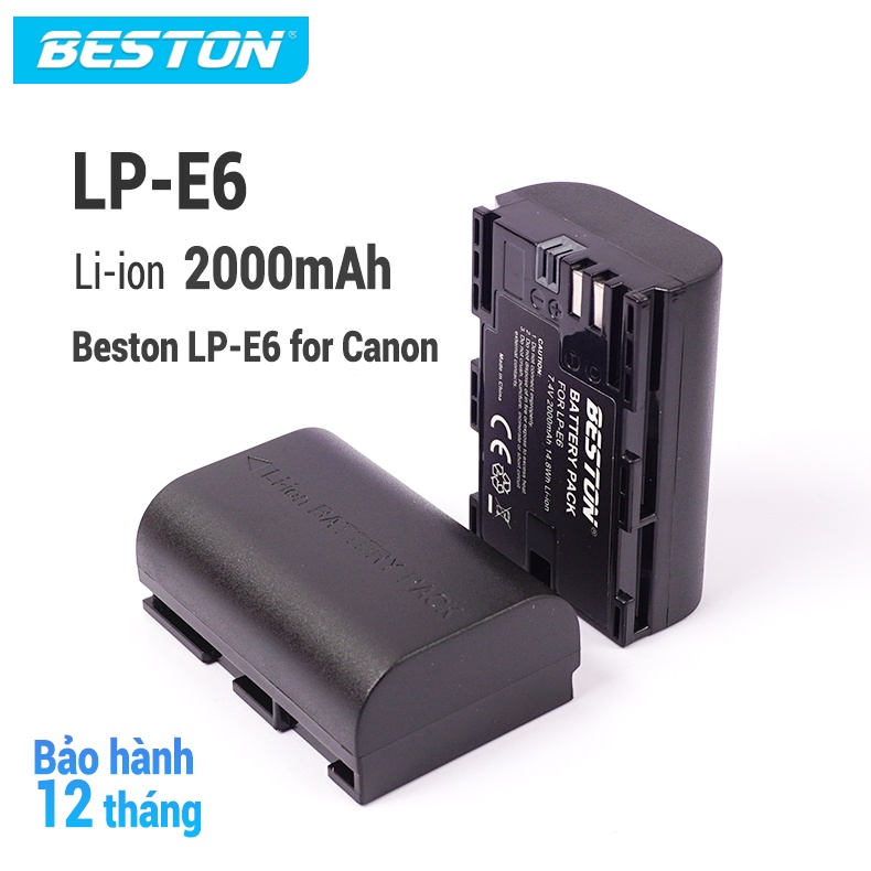 Bộ 2 pin và sạc đôi cho Canon LP-E6/E6N Beston dùng cho máy ảnh EOS R 90D 5d4 70D 6d2 R6 R5 5D2 5D3 60D 7D2 7D