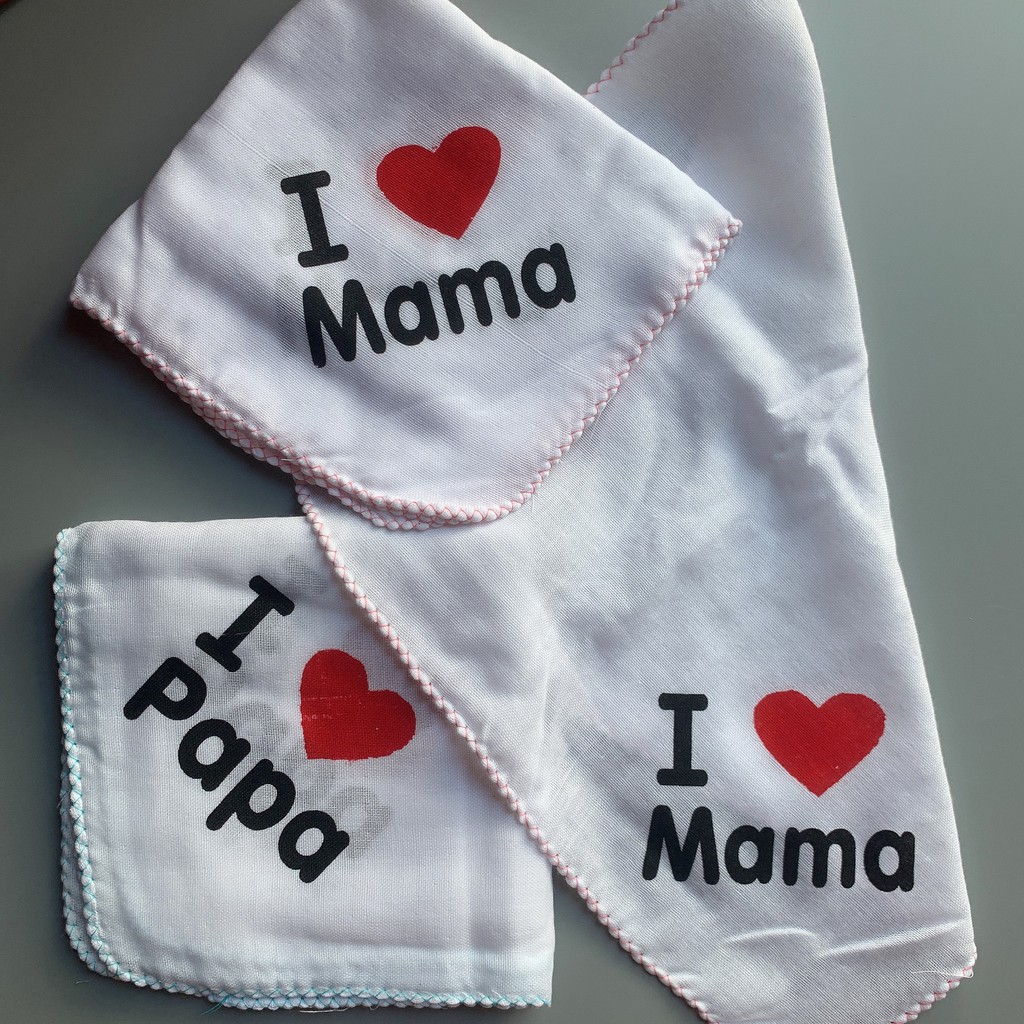 Khăn sữa, khăn xô cho bé sơ sinh papa mama 28x30 cm set 10 cái hàng xuất Nhật mềm mịn Bunakids KS04