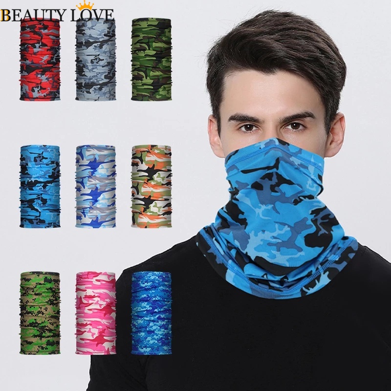 Khẩu Trang Vải Lụa Lạnh Thoáng Khí Chống Nắng / Bụi / Tia UV Giữ Ấm / Che Mặt / Đầu / Cổ Họa Tiết Rằn Ri