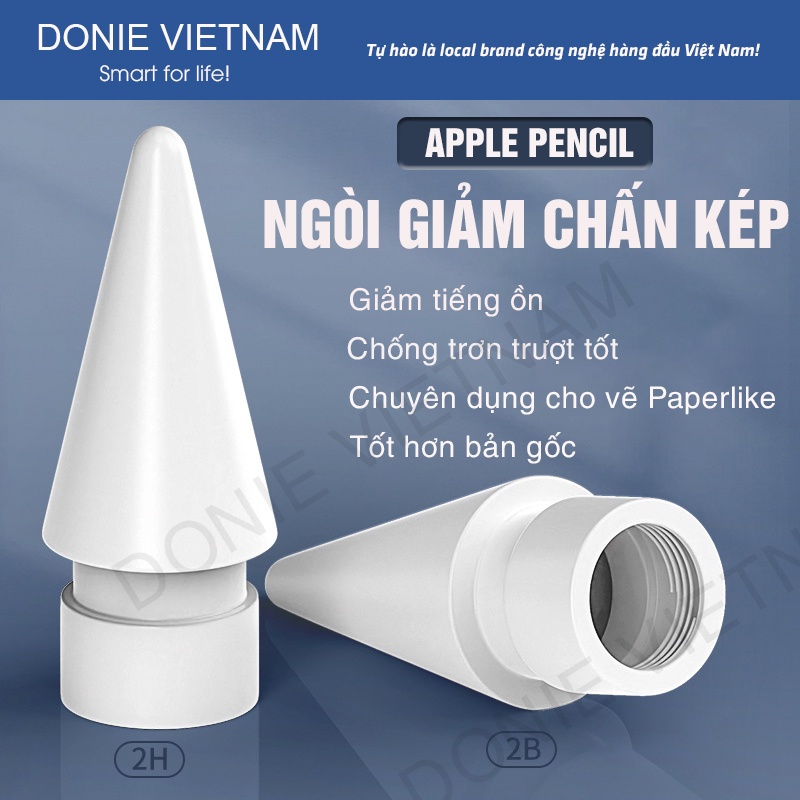 Đầu Ngòi Bút Thay Thế Cho Apple Pencil 2 & 1, Stylus Pencil - Donie Pen Nib Chuyên Vẽ Paperlike Mượt Mà Như Ngòi Gốc