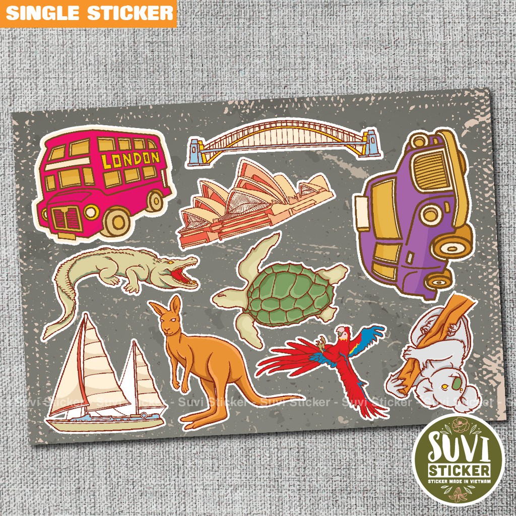 Single Sticker - Hình dán Travel chống nước sticker dán laptop, điện thoại, đàn guitar, mũ bảo hiểm, vali. SG07