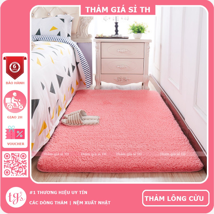 Thảm cho bé - thảm trải sàn Lông Cừu màu hồng