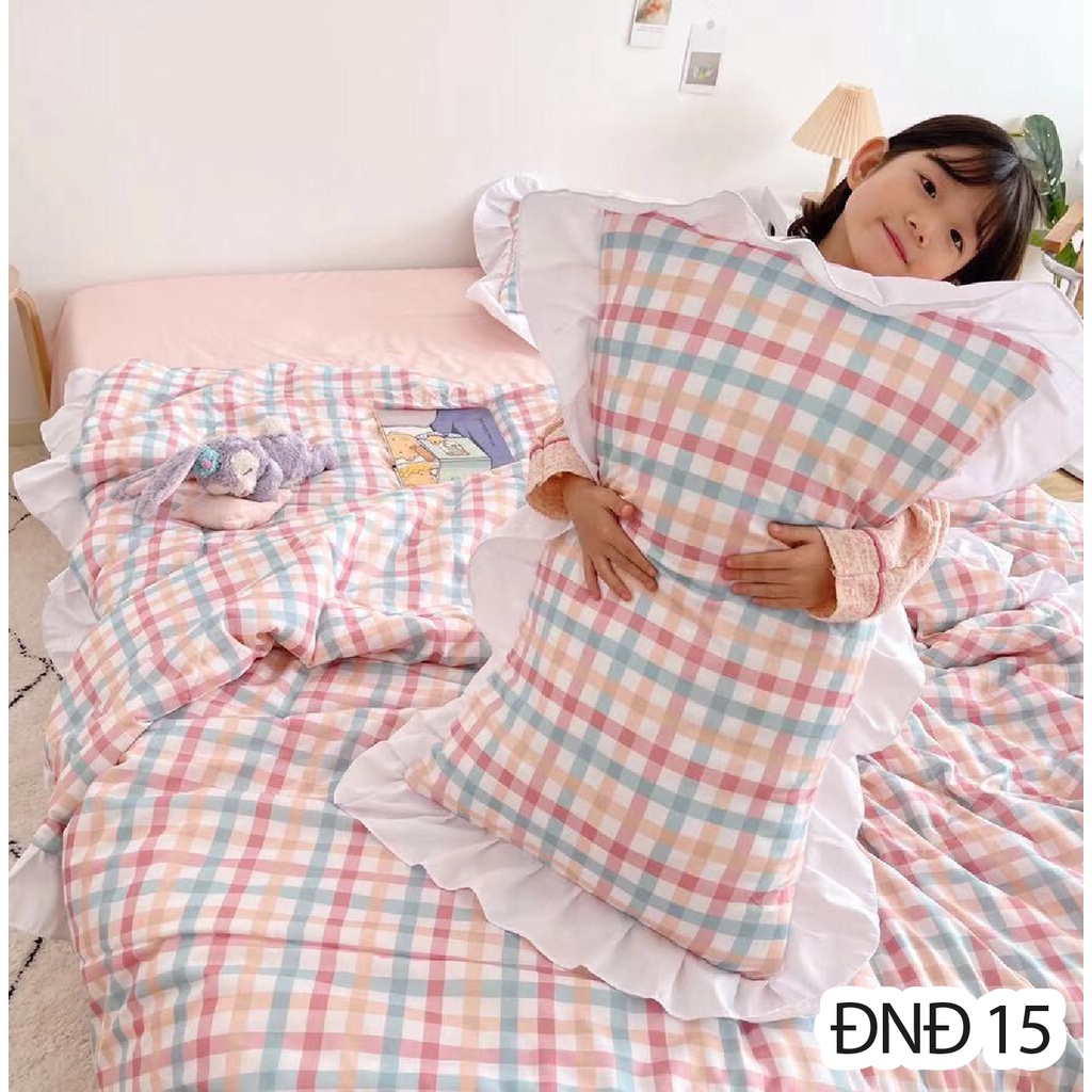 Trọn Bộ 5 Món Chăn Ga Gối Đũi Nhiệt Đới - Chăn Chần Bông - Chất Liệu Mát Nhiều Size