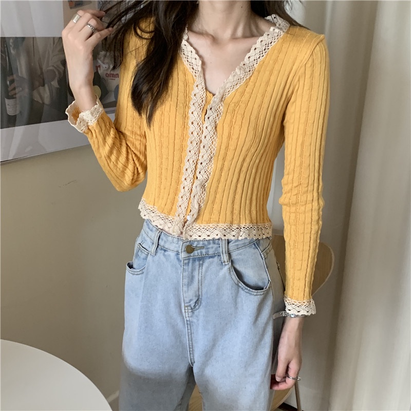 Áo Khoác Cardigan Dệt Kim Tay Dài Viền Ren Kiểu Retro Thời Trang Cho Nữ 8 Màu Lựa Chọn | BigBuy360 - bigbuy360.vn