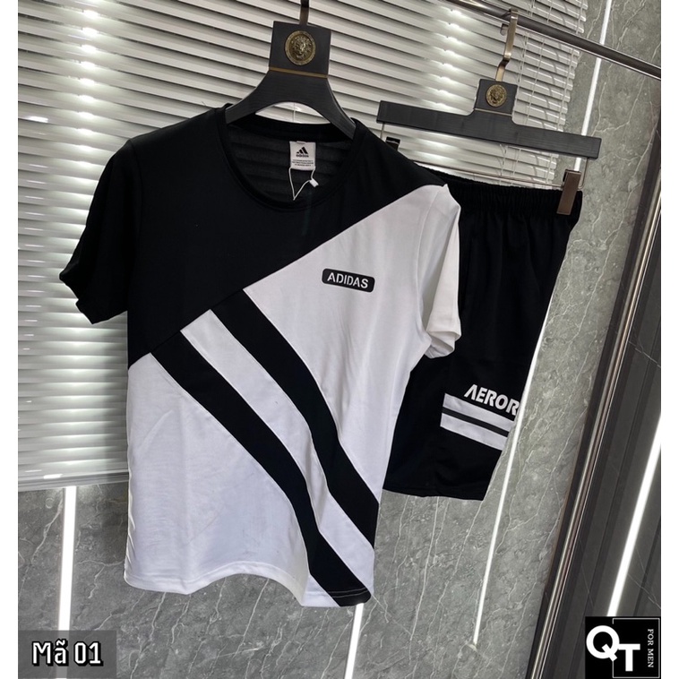 Bộ thể thao nam, bộ adidas nam cổ tròn màu đẹp, chất mát