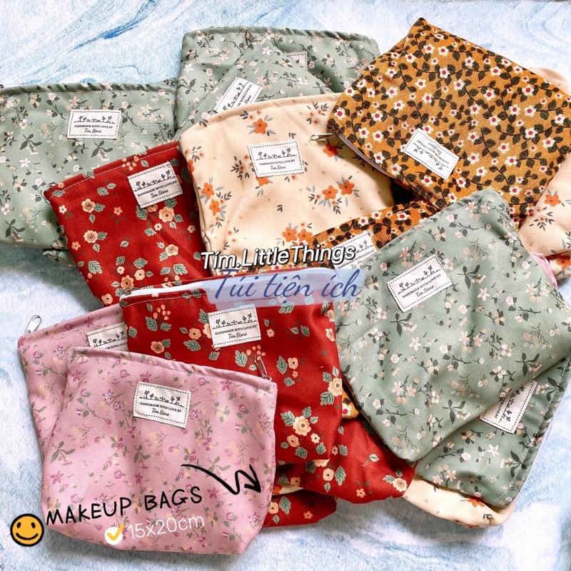 TÚI MỸ PHẨM, BÓP VẢI ĐA NĂNG HOA , TIỆN ÍCH ĐỒ CÁ NHÂN HANDMADE