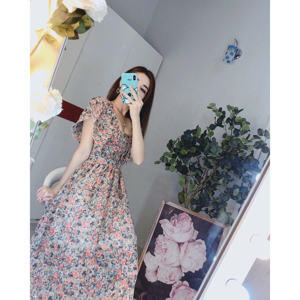 Đầm voan tay cánh tiên + Ảnh thật