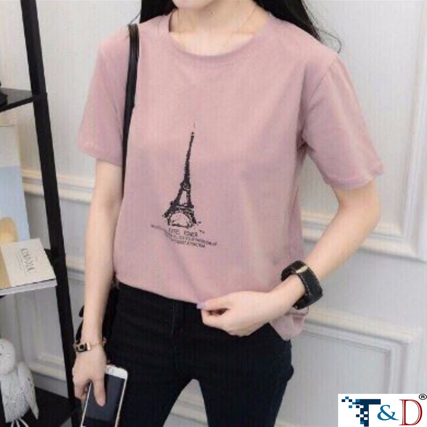 ÁO THUN NỮ IN HÌNH THÁP PARI