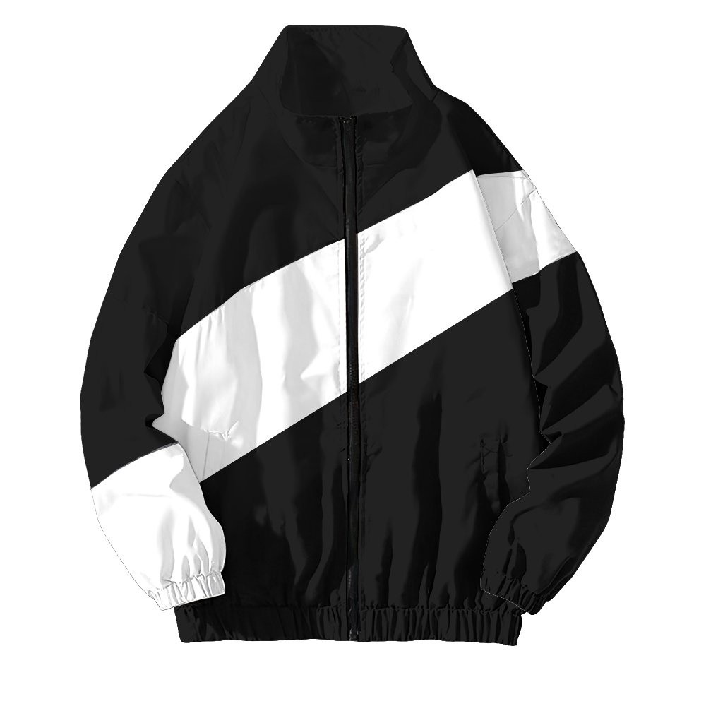 Áo Khoác Jacket Dù Unisex Form Rộng iGB Basic Trắng Đen Chéo iMA God Breaker