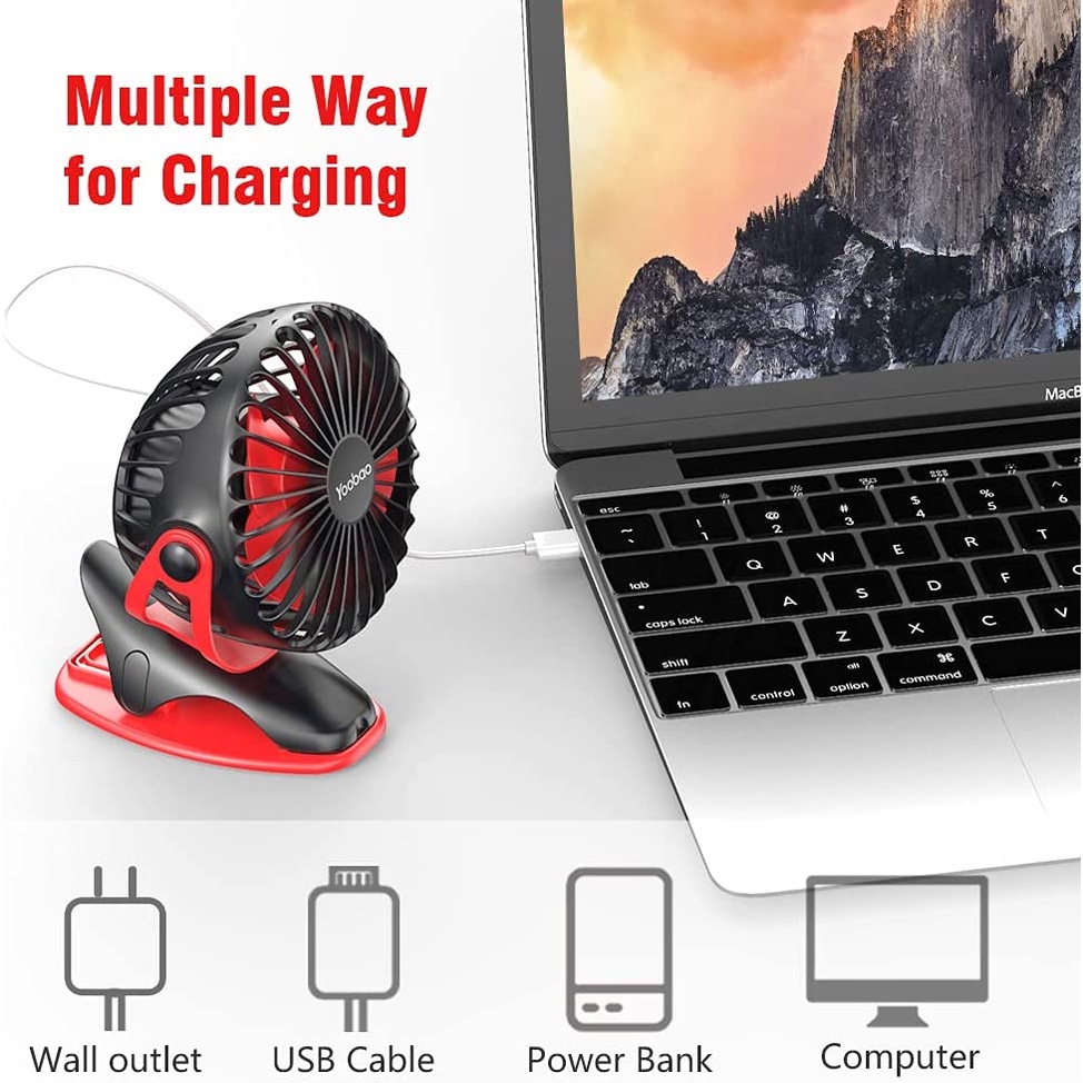 Quạt kẹp tích điện Yoobao F04 pin 6400mah dử dụng 32 giờ chân kẹp xoay linh hoạt