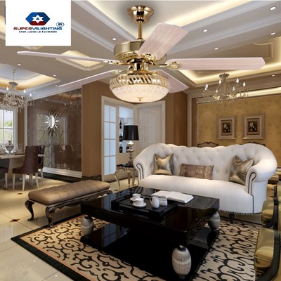 Quạt trần phòng ngủ trang trí phòng khách bàn ăn phong cách cổ 107 điển động cơ đồng SuperVilighting