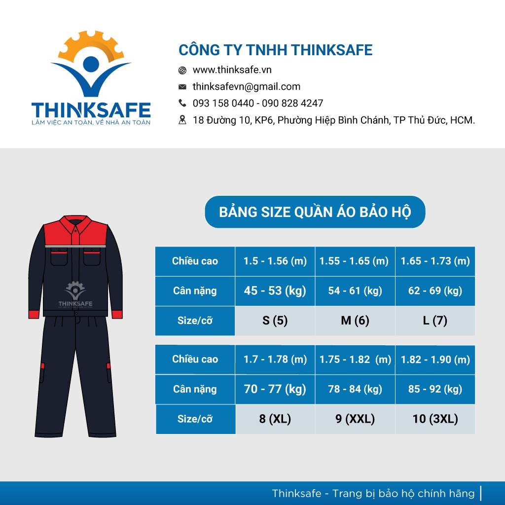 Quần áo bảo hộ lao động Thinksafe kỹ sư công nhân túi hộp thoải mái thoáng mát, đồ bảo hộ lao động thấm hút mồ hôi DN14