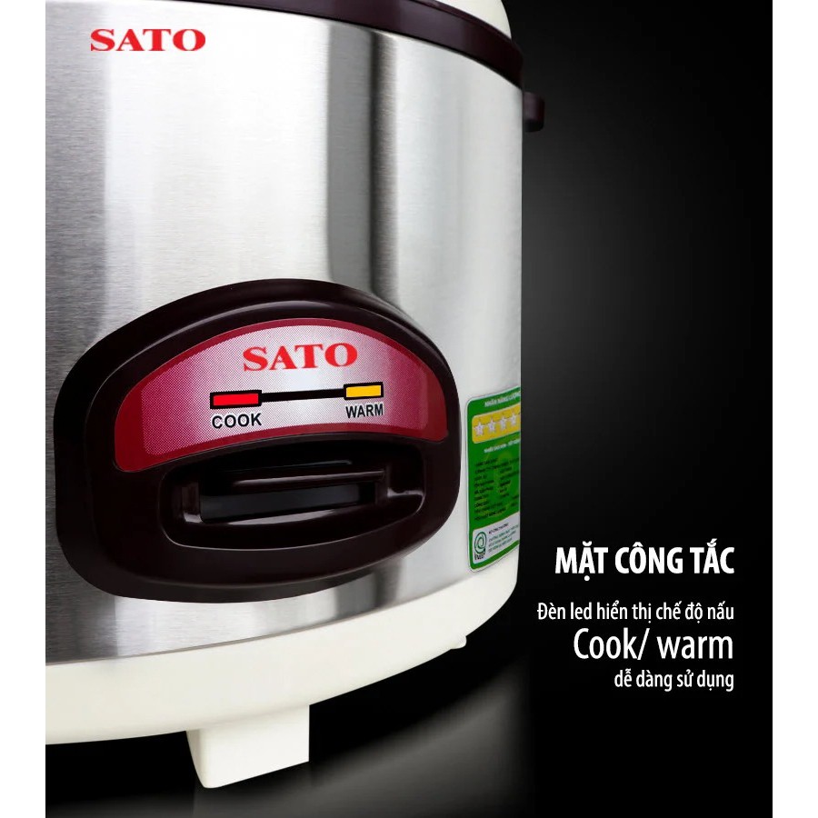 Nồi cơm điện công nghiệp {TẶNG DAO} nồi cơm điện SATO 46C011 4.6L - Công nghệ Việt Nhật cao cấp