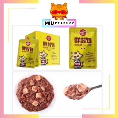 Pate cho mèo Wanpy Happy 100, Pate cho mèo nhiều vị túi 70gr