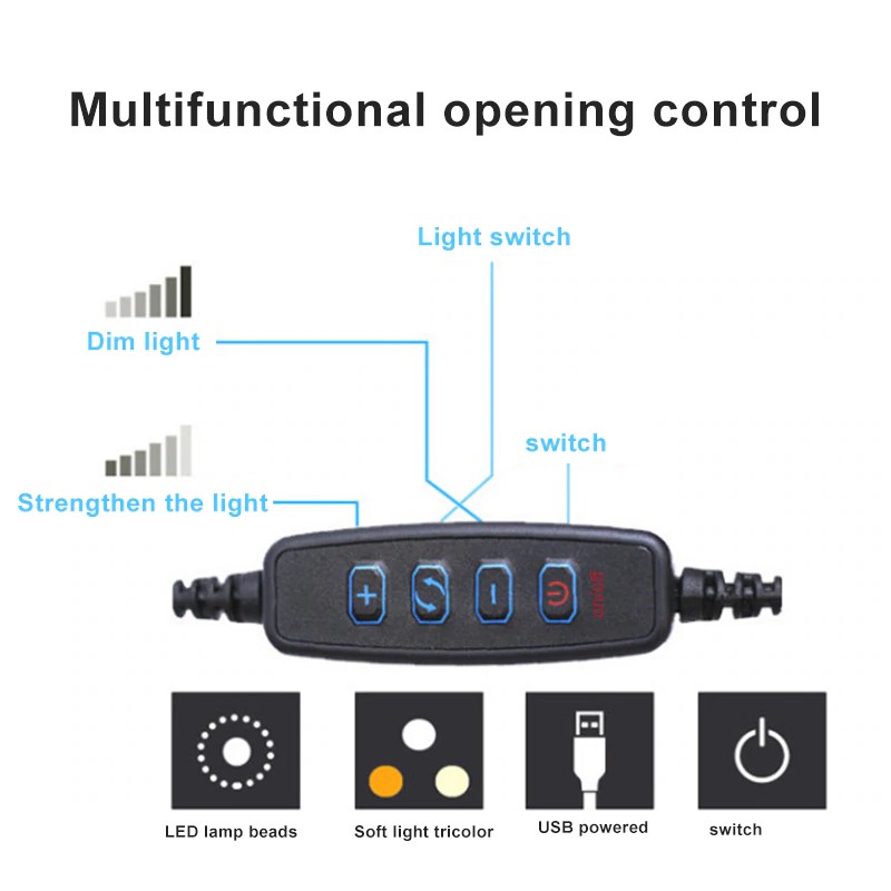 Trọn Bộ Đèn Livestream Để Bàn Kẹp Cùng Lúc 2 Điện Thoại - Tặng Kèm Remote Chụp Ảnh Bluetooth - Bảo Hành 3 Tháng