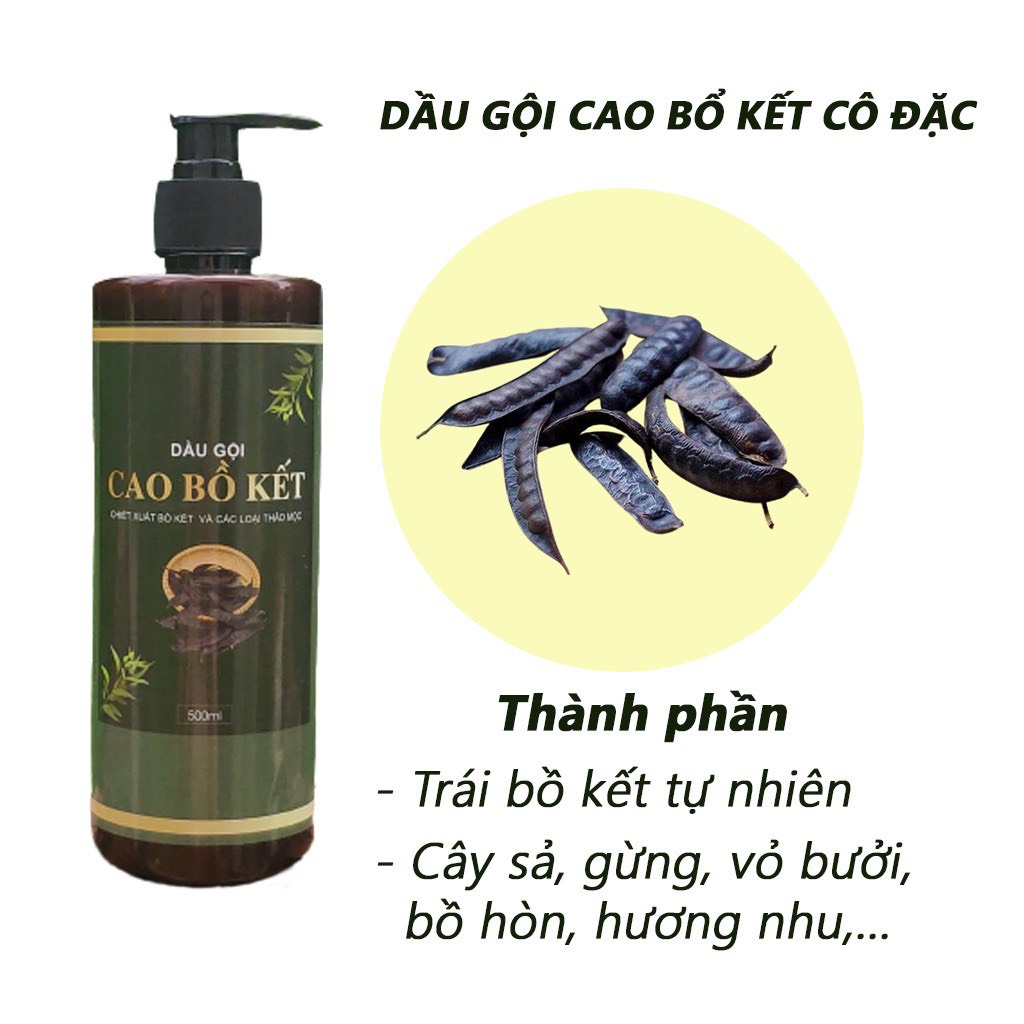 500ml Dầu gội đầu cao Bồ kết thảo dược cô đặc 100% từ thiên nhiên cực thơm