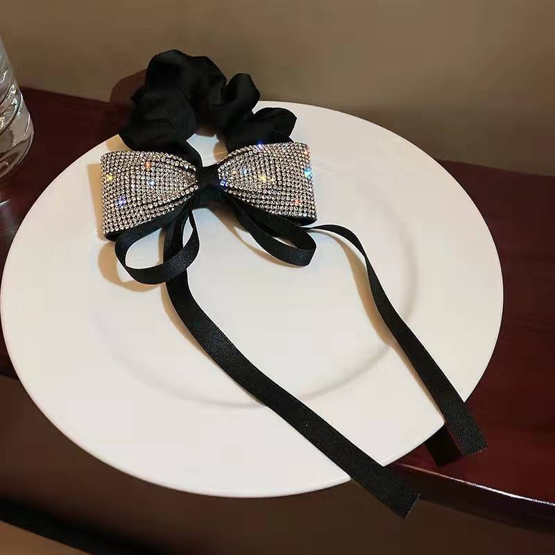 Dây Buộc Tóc Cao Su Đính Nơ Pha Lê Phong Cách Hàn Quốc Cá Tính