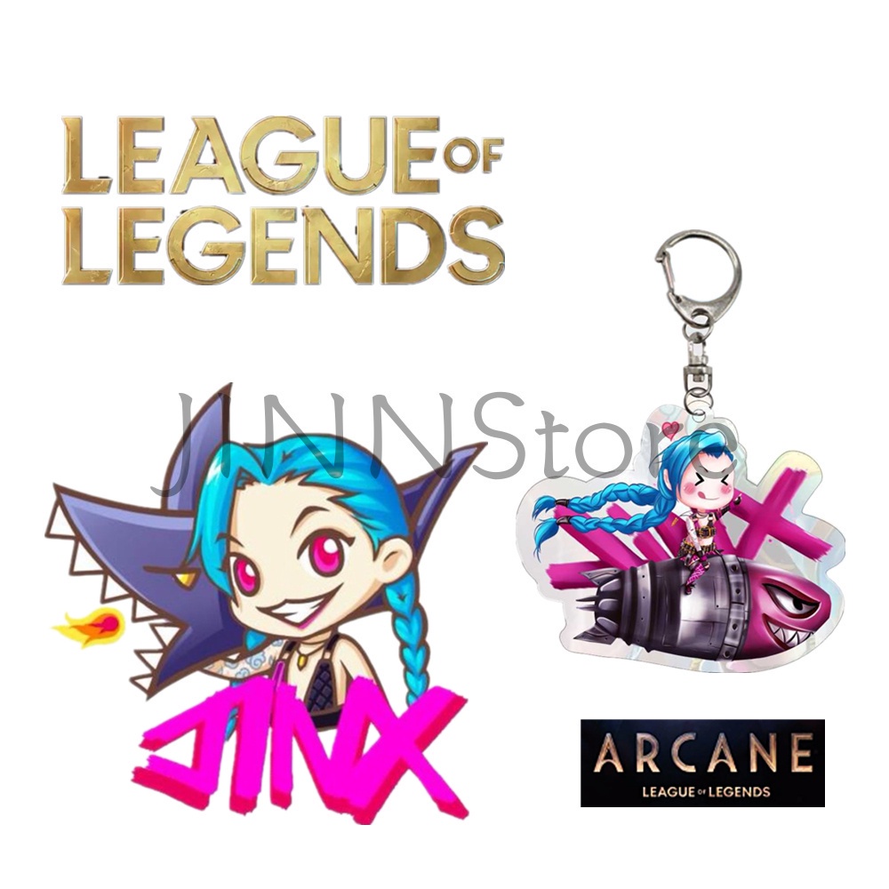 Móc khóa bằng acrylic hình Amumu Lee Sin Jinx Akali Khada Jhin LOL Arcane trong game League of Legends