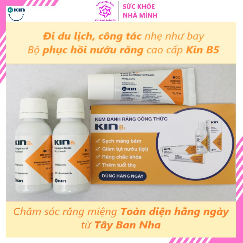 COMBO du lịch: 1 Đánh Răng 7g + 2 Súc Miệng 12ml Cao Cấp KinB5 ® loại Mini