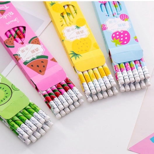 Bút Chì HB Có Gôm Bằng Gỗ Vẽ Viết Bài Mẫu Hoạt Hình Dễ Thương