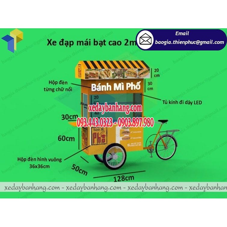 Xe đạp bán bánh mì lưu động thương hiệu Bánh Mì Phố - xedaybanhang.com - ĐT:0903897980