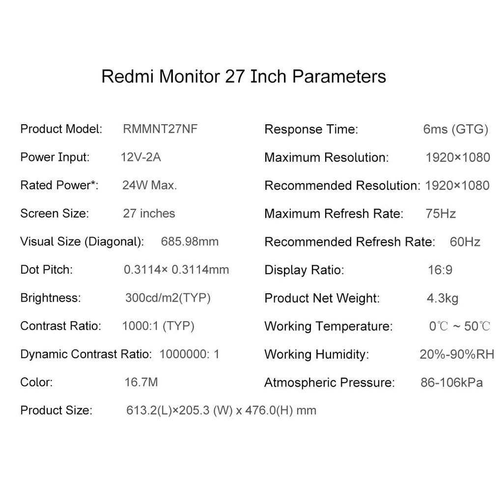 Màn hình vi tính Xiaomi Redmi Desktop Monitor 22inch, 24 inch, 27 inch Phẳng / IPS / Tần số 75Hz / FHD 1080P