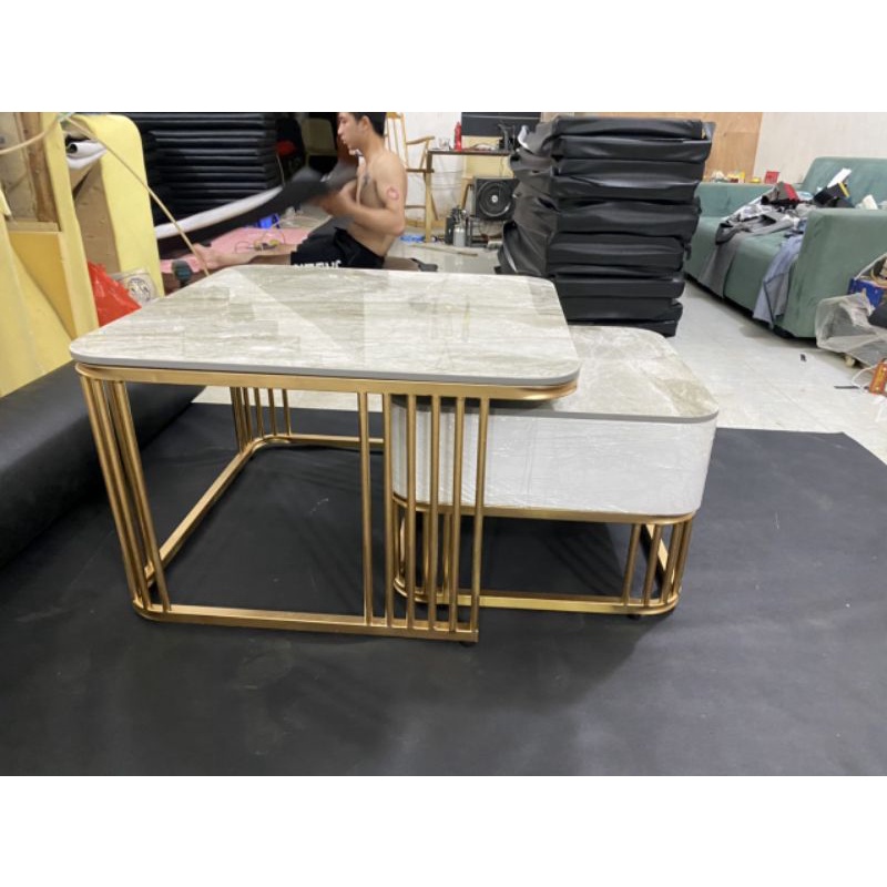 Bàn trà sofa vuông đá xanh cao cấp