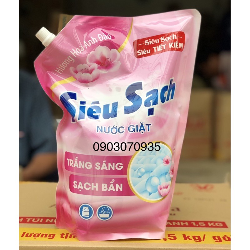 [Mới] Nước Giặt Lix Siêu Sạch Hương Hoa anh Đào túi 2,4Lit