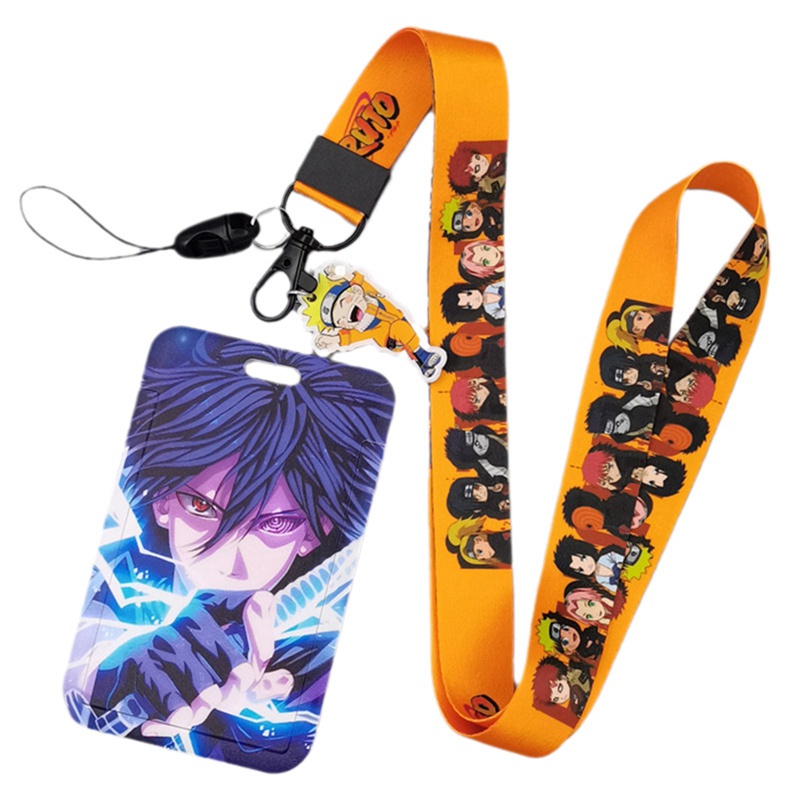Bao Đựng Thẻ Nhân Viên / Sinh Viên Kèm Dây Đeo Cổ Họa Tiết Hoạt Hình Naruto Giá Đỡ