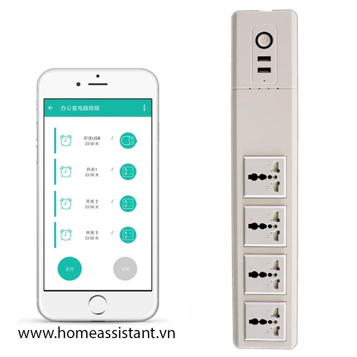 Ổ Cắm Kéo Dài 4 Cổng 16A Zigbee 3.0 Tuya Sonoff ZOC01  Zigbee2MQTT Hass