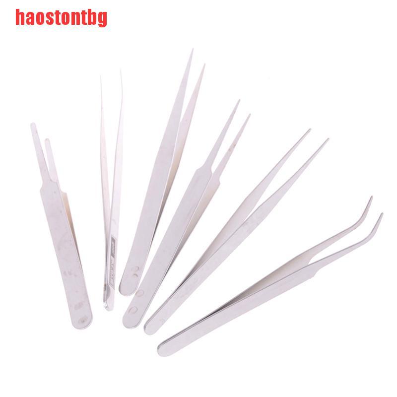 [haostontbg]6Pcs/Set Stainless Steel Anti-static Tweezer Repair Maintenance Tools