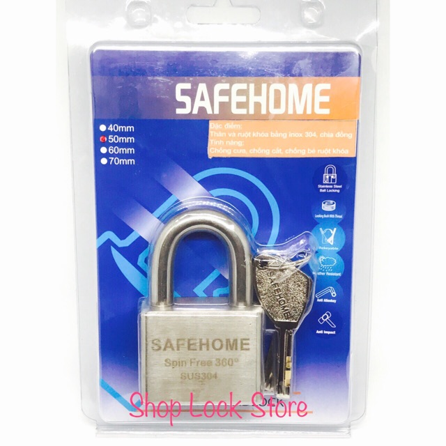 Ổ khoá SAFEHOME 5 phân 100% inox