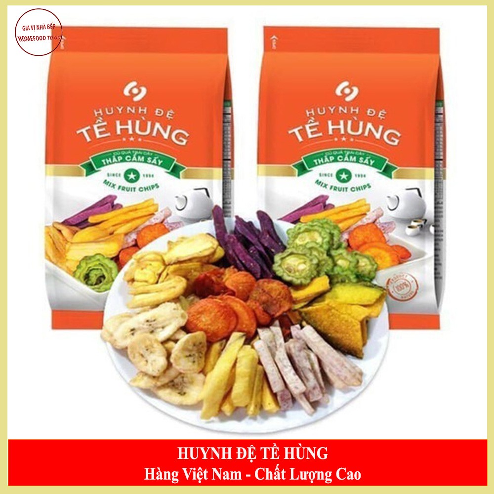 Trái cây Hoa Quả sấy thập cẩm Tề Hùng túi 500gr, Đồ Ăn Vặt Thơm Ngon Giòn Ngọt