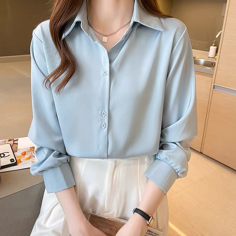 Áo sơ mi nữ dài tay sơ mi lụa công sở Ganesa form đẹp chất lụa mềm mát [GA03] | BigBuy360 - bigbuy360.vn
